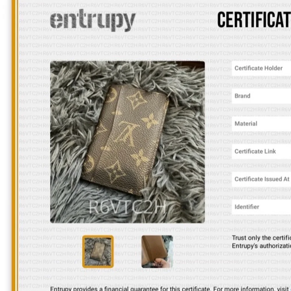 Louis Vuitton Monogram Card Holder Business Card Case Entrupy Authenticated COA